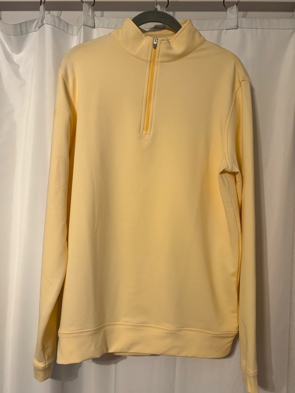 Peter Millar Men's yelllow sugar stripe Quarter-Zip